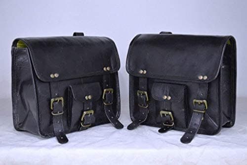 Sacoches cavalières moto vintage rétro artisanales en cuir noir fabriquées en Italie