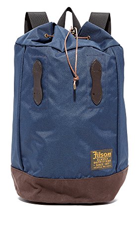 Sac à dos style moto Vintage en cuir et toile bleue, Filson