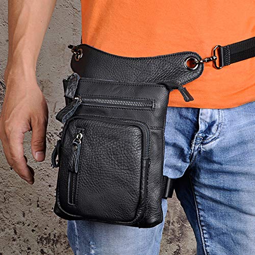 Sacoche de jambe en cuir noir Rock and Roll moto