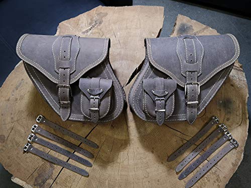Sacoches cavalières moto en cuir vintage marron Orletanos compatibles avec Harley Davidson Fatbob 1996-2017 Streetbob Dyna Glide Sportster Lowrider Forty Eight de fabrication artisanale