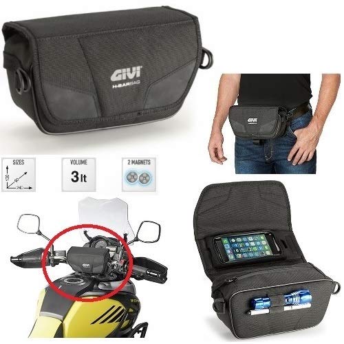 Sacoche guidon moto universelle Givi pour GPS ou téléphone amovible qui peut être portée en sac banane