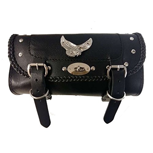 Sacoche guidon moto universelle en cuir de buffle avec aigle, verrouillable