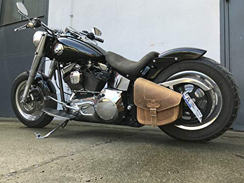 Sacoches cavalière moto en cuir marron clair Ortelanos Odin 2018 Street Bob Dyna