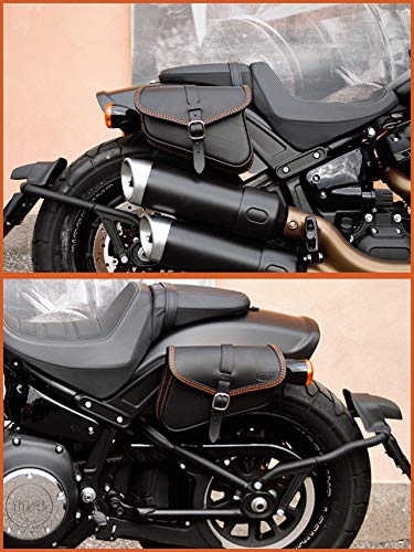 Sacoches cavalièreso classiques noires en cuir pour Harley Davidson SoftAIL 2018-2020 Fat BOB, Low Rider S, Street BOB, Slim, Low Ride
