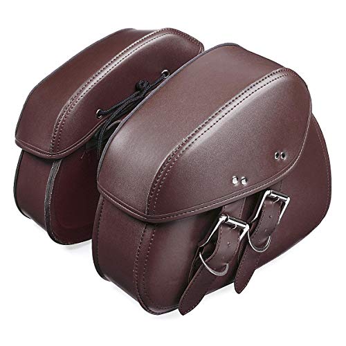 Sacoches cavalières moto custom marron en cuir pu